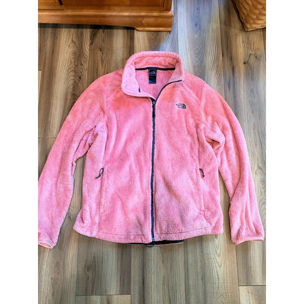The North Face Women's Pink Fuzzy Sherpa Fleece Jacket XL Winter Coat Cozy Warm